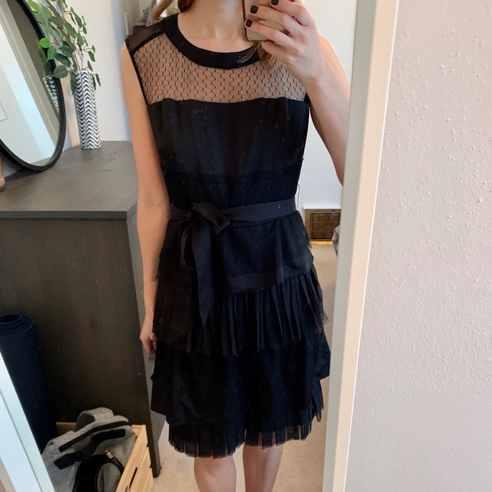 Max & Cleo Sleeveless Black Tiered Lace